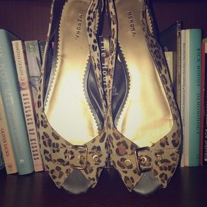 Leopard Print Peep Toe Flats